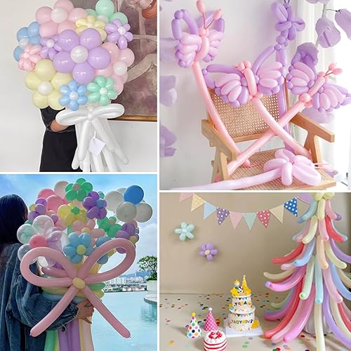 Miniatura 93 de Paquete de 260 globos largos, 100 globos negros de animales torcidos, globos mágicos largos de látex grueso para modelos de animales, Halloween