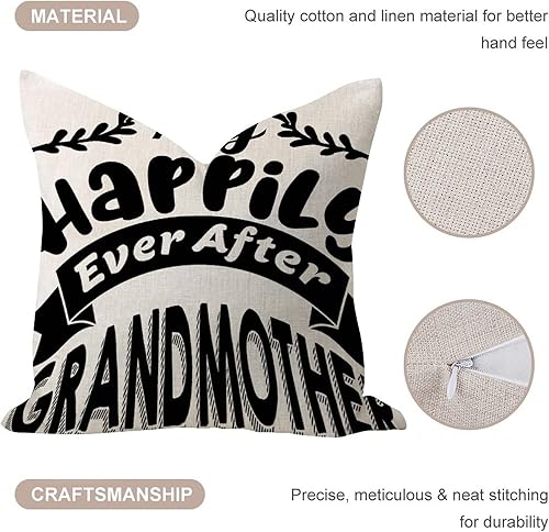 Miniatura 5 de My Happily Ever After Grandmother - Fundas de almohada sólidas, estilo vintage, para fiestas, fundas de cojín cuadradas de algodón y lino para
