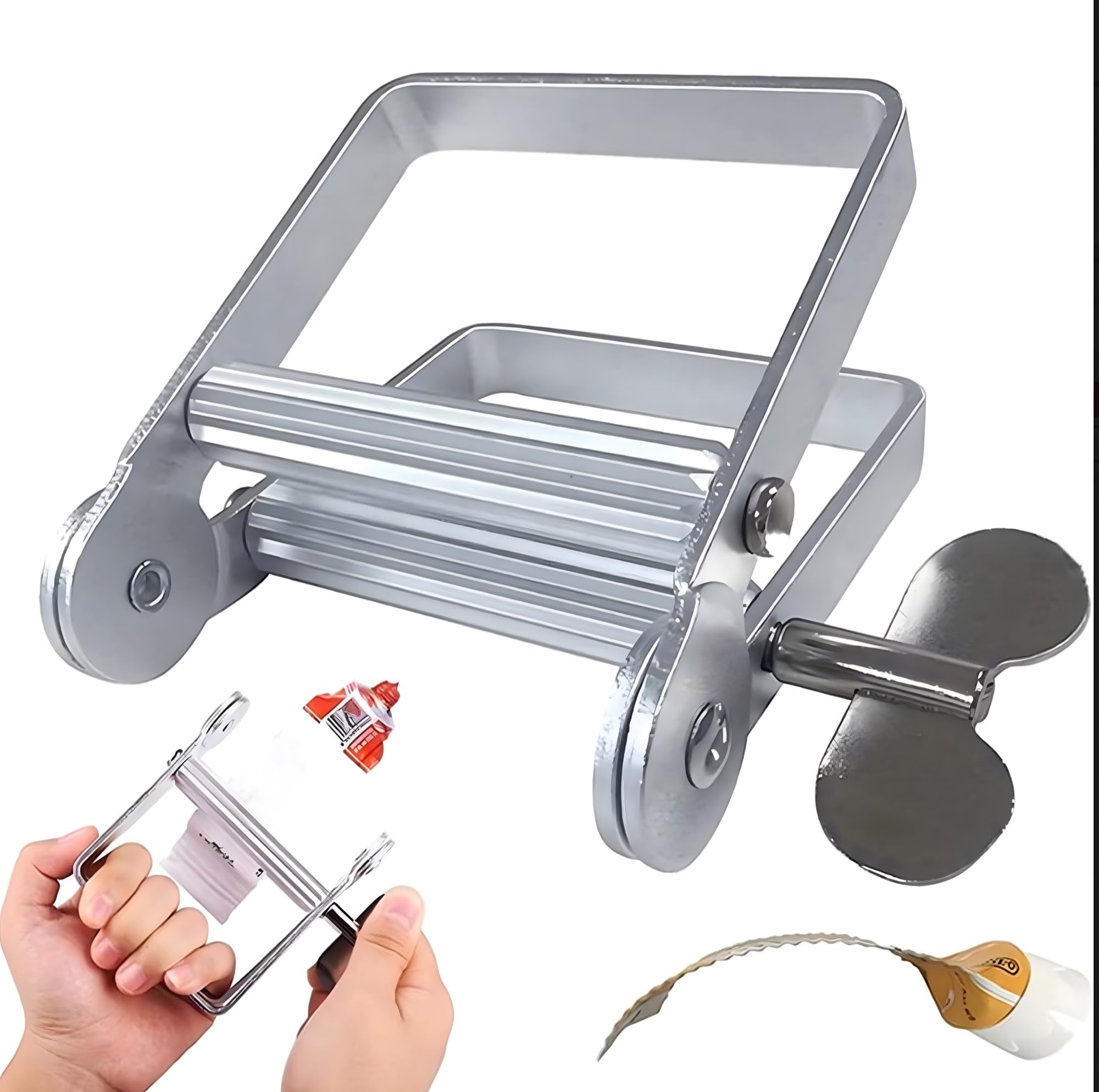 24x7 eMall Metal Tube Squeezer Roller | Toothpaste Cream Paint Hair Colour Ointment Glue | No-Slip Serrated Roller | Wing Screw Lock | Fits Tubes Up to 3 Inch Wide-image-26