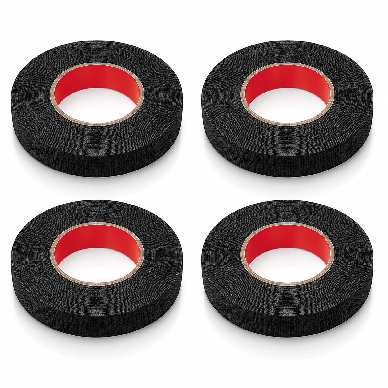 4 Rolls Wiring Harness Tapes, Wiring Loom Tape 1.9CM x 15M Heat Resistant Fabric Insulating Tape, Wiring Harness Cloth Tape Adhesive Black Insulation Cloth Electrical Strong Waterproof Loom Tape