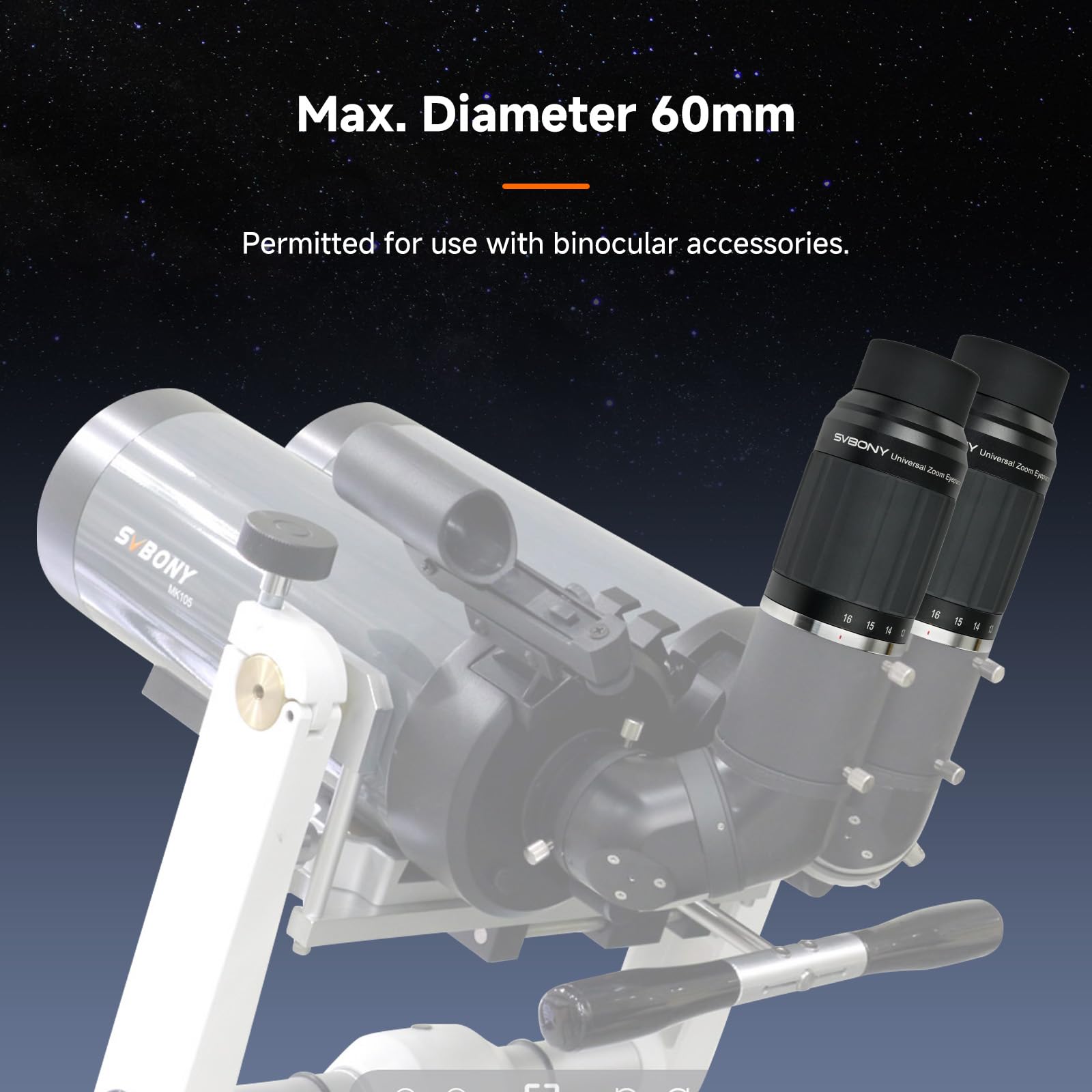 Svbony SV245 Oculare per Telescopio con Zoom, 1.25" 8 mm-16 mm Oculare Universale per Telescopio, Campo Visivo Costante 63° Accessori per Astronomia con Adattatore da 2", per Osservazione della luna