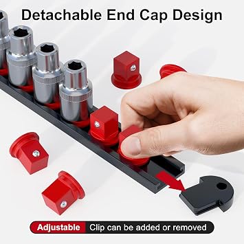 FivePears 3PCS 360 Socket Organizer Twist Lock,3/8 1/4 1/2 Socket Storage Rails, Premium Quality Socket Holders for Tool Box ,Tool Carts,Contains up to 40 Clips (Blue, Red and Black)