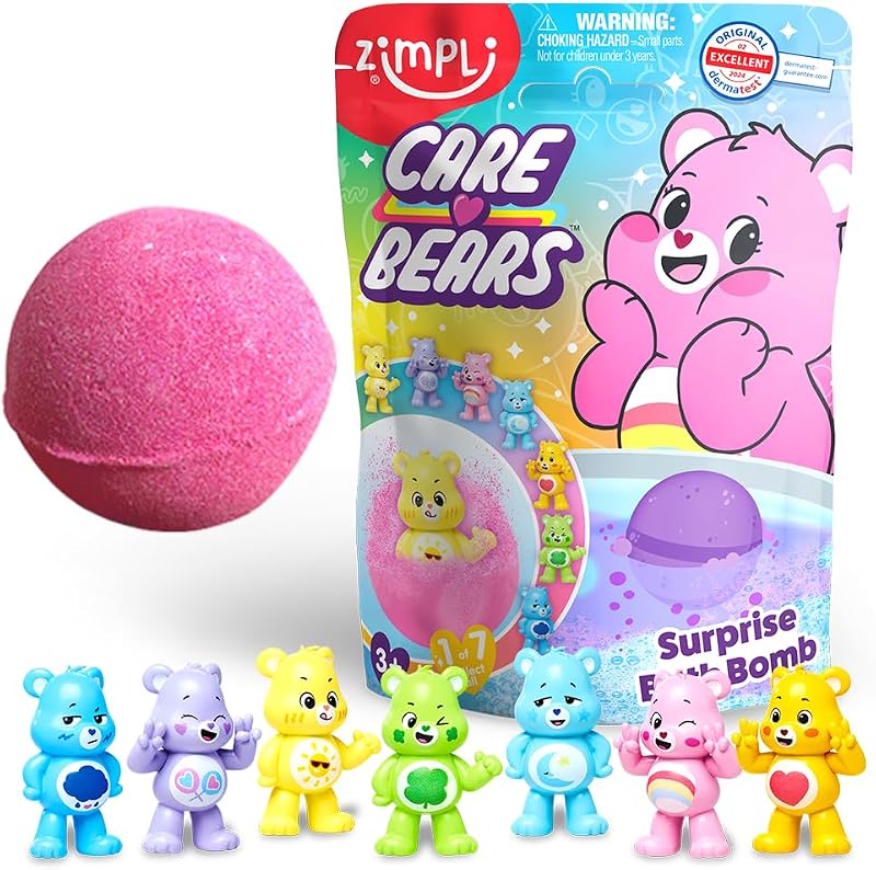 ZIMPLI - Grande Bombe de Bain Surprise Bisounours – 1 des 7 Jouets Bisounours Surprise à Collectionner, Un par Baff Bomb, Figurines à Collectionner, Petits Cadeaux pour Sacs d’Anniversaire