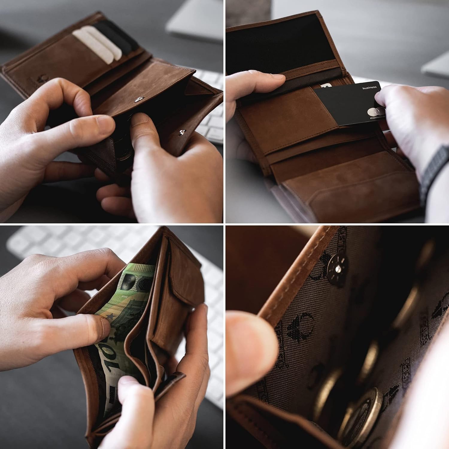 DONBOLSO Vienna I Large Leather Wallet for Men with RFID Protection I Classic Genuine Leather Design I Trifold Purse with Coin Pocket I Brown Vintage - Image 3