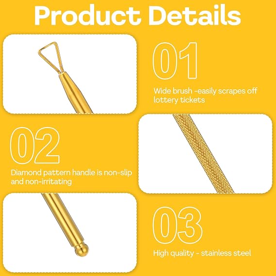 3 Pcs Lottery Ticket Scratcher Tool, Metal Scratch Off Tool, Lottery Scratcher Tool, Lotto Scratcher Label Scraper, Multi-Use Scraping Tool for Flawless Reveals Pin Numbers on Present Cards