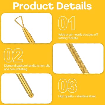 3 Pcs Lottery Ticket Scratcher Tool, Metal Scratch Off Tool, Lottery Scratcher Tool, Lotto Scratcher Label Scraper, Multi-Use Scraping Tool for Flawless Reveals Pin Numbers on Present Cards