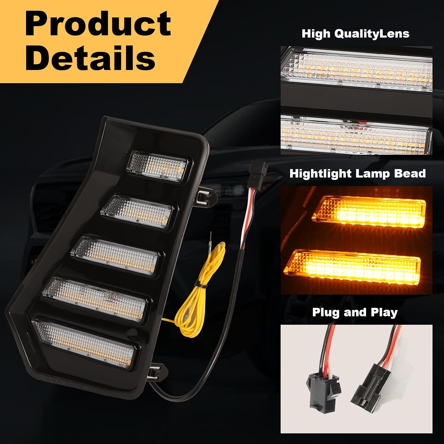 LED Fog Lights Daytime Running Lights fit For 2024 2025 Toyota Tacoma Fog Light Assembly Turn Signal Lights Tacoma 2024 2025 Accessories(DRL 5LED)