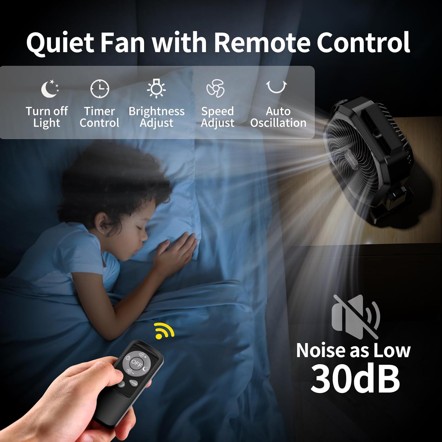 Socool Camping Fan with Light, 20000mAh Rechargeable Battery Fan with Remote, 112Hrs & 8 Speeds, Digital Display, Timer, Auto Oscillation, 270° Pivot & Hook for Outdoor Tent, Hurricane, Power Outage - Image 5