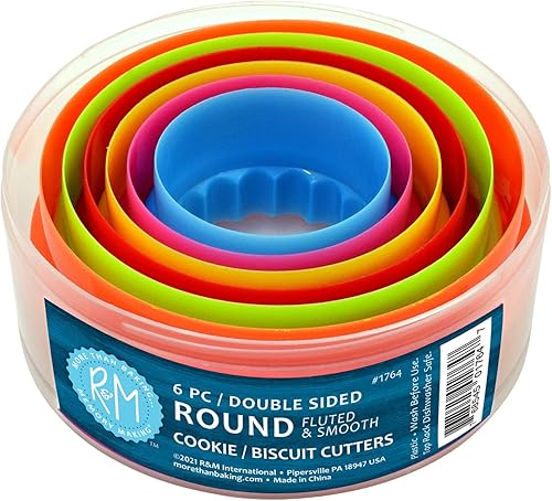 R&M Juego de 6 cortadores redondos internacionales, tamaños y colores pueden variar