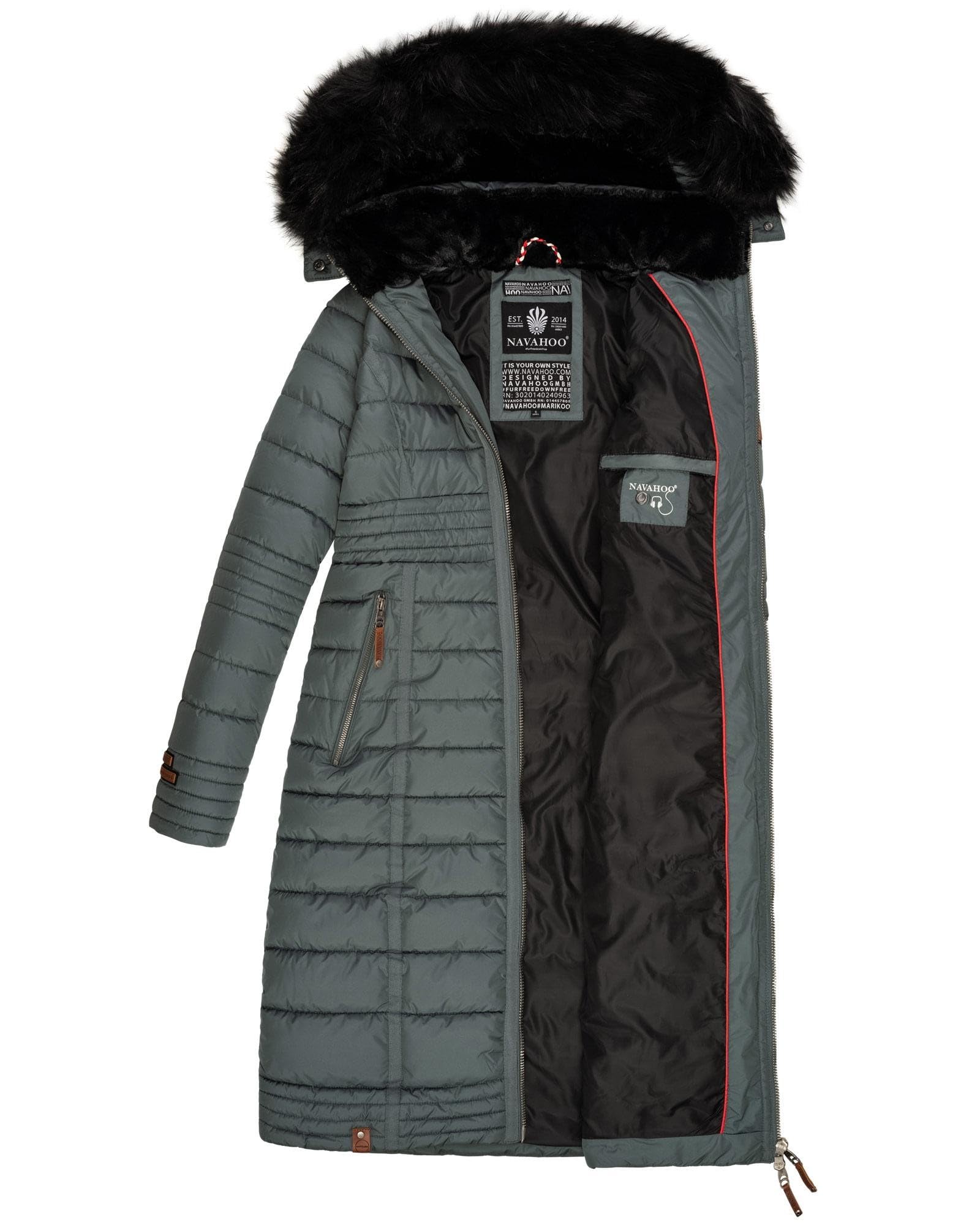 Navahoo B670 - Abrigo de invierno para mujer, acolchado largo, cálido, de peluche