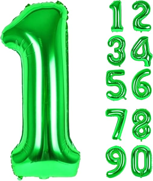 Ballon Chiffre Anniversaire 1 Vert, 83cm Numéro Feuille Géante Hélium Ballons Gonflables XXL Grand Ballon Numérotés Garçon Fille Homme Femme D'anniversaire Décoration pour Fête Mariage Célébrations - 1