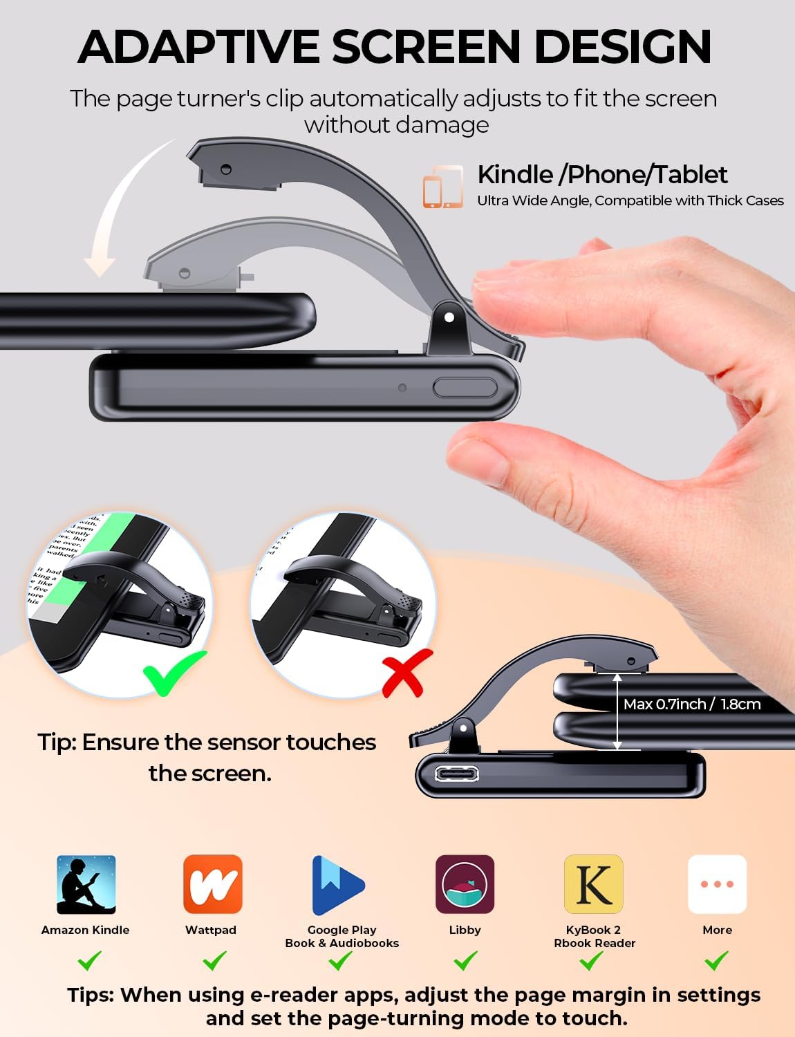 Tryone Tablet Floor Stand for Kindle Holder: E-Book Bed Mount with Page Turner Remote & Flexible Adjustable Arm, 1.85 kg Heavy-Duty Metal Base Compatible with Devices from 4.7-16.1 inches (Black)