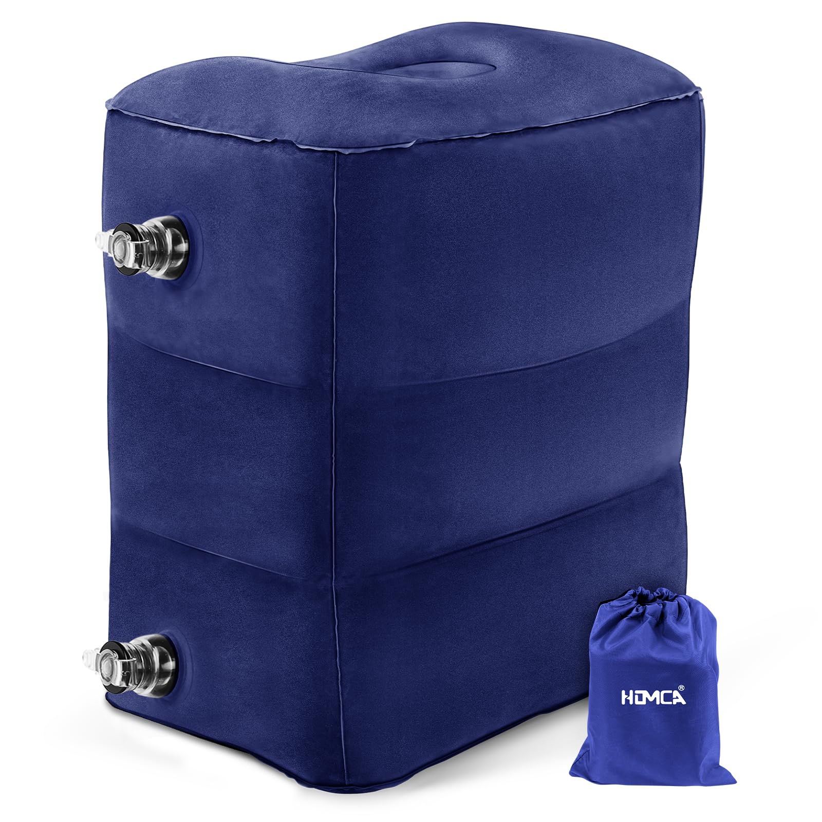 HOMCA Inflatable Travel Foot Rest Pillow (2-Pack) Adjustable Height Leg Pillow Fast Inflating Airplane Bed for Toddlers Footrest Pillow for Office, Airplane, Train, Cars, Home (Grey)