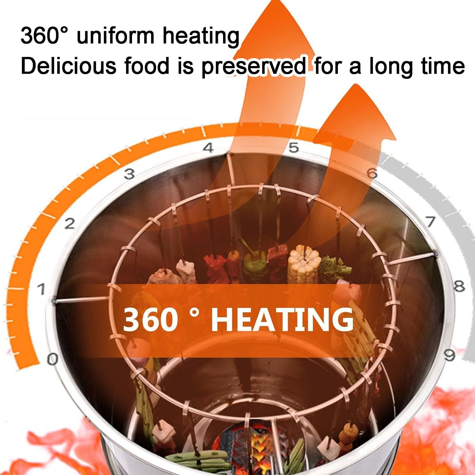 Barile per Affumicatura, Griglia Sospesa in Acciaio Inox per Barbecue, Rotazione a 360° Senza Fumo, Design Antiscottatura