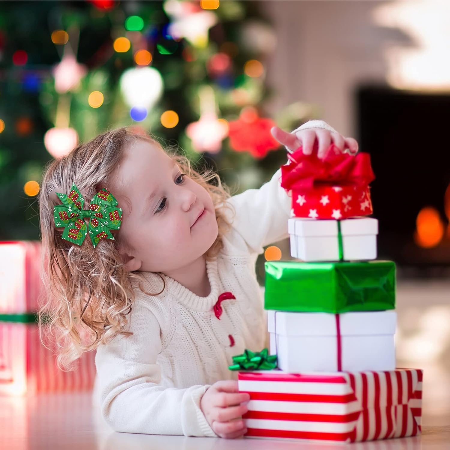 Honoson 24 Pcs Christmas Hair Bows Clips Snowflake Hair Accessories 3 Inch Christmas Bow for Women Colorful Xmas Boutique Xmas Bowknot Hairpins Barrette Gifts for Winter Holiday(Classic Pattern) - Image 6