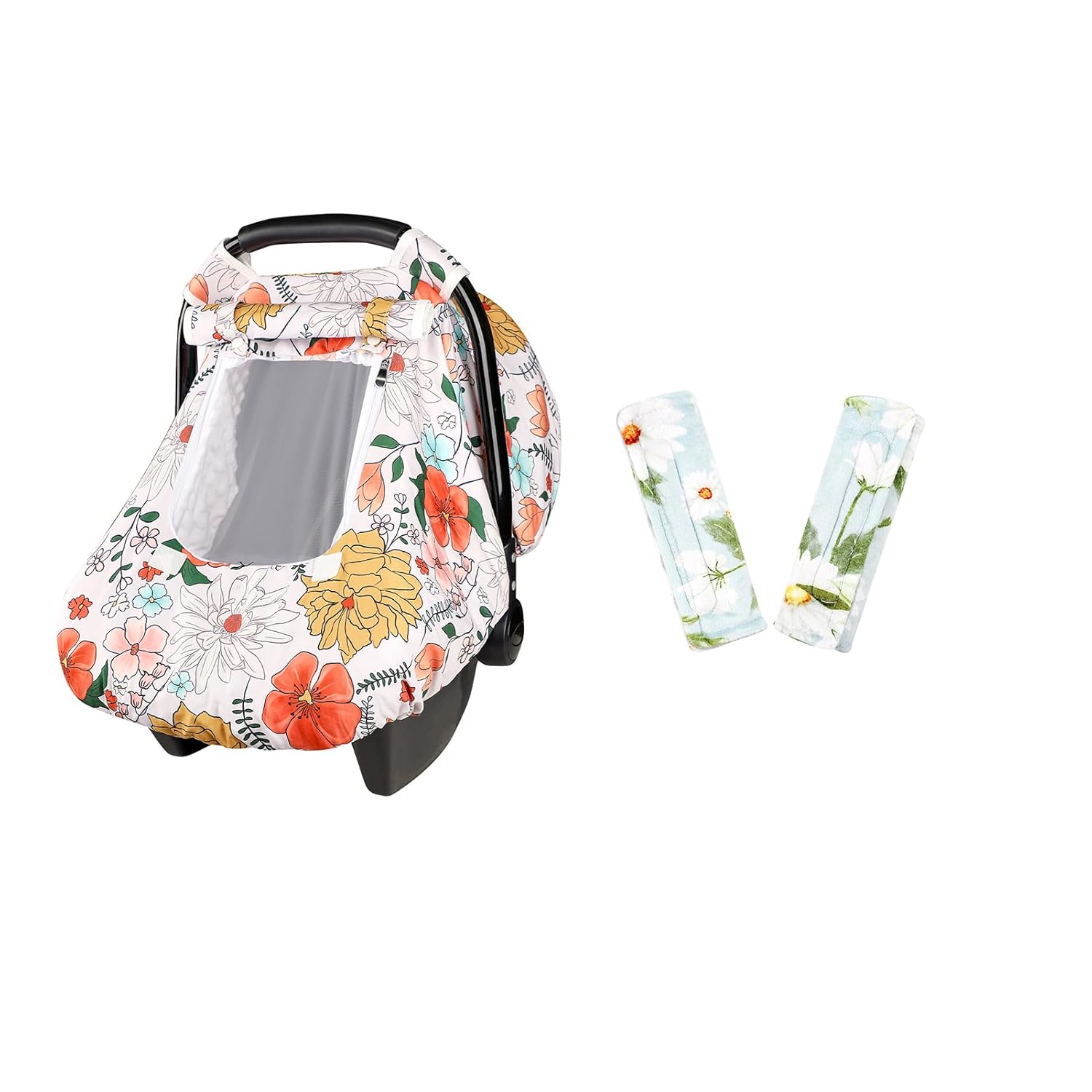 Pack of Baby Car Seat Cover and Strap Covers Set, Double Layer Design, Ultra Soft, Comfortable