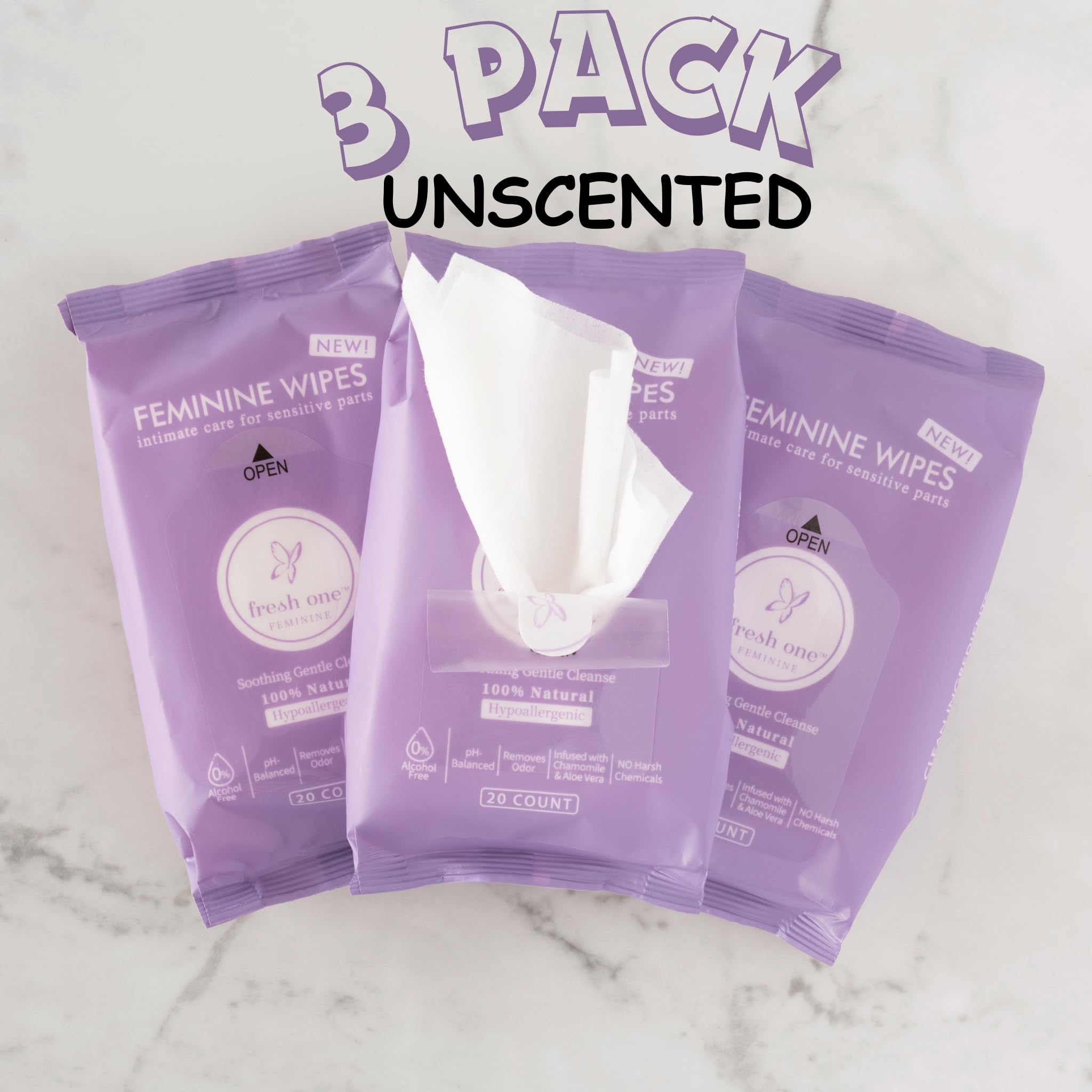 Fresh One Feminine Wipes - Natural pH Balanced Intimate Wipes for women | Soothing, Gentle Cleansing | Feminine Hygiene Wipes for Sensitive Skin, Personal Care, & Daily Use