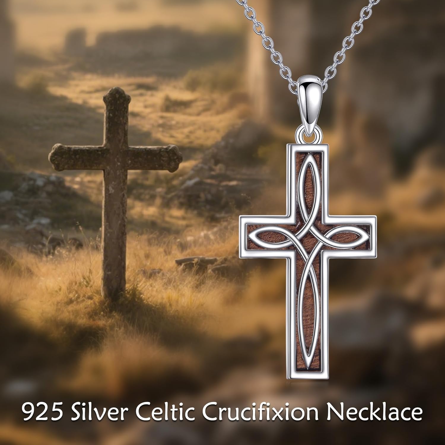 YAFEINI Religious Cross Pendant Necklace Sterling Silver Celtic Knot Cross Pendant Necklace Jewelry Gifts for Women Men - Image 4