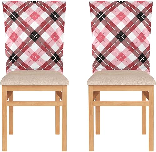 Miniatura 2 de Juego de 6 protectores de silla decorativos a cuadros rojos y blancos para decoración del hogar, comedor, fundas lavables para sillas de comedor