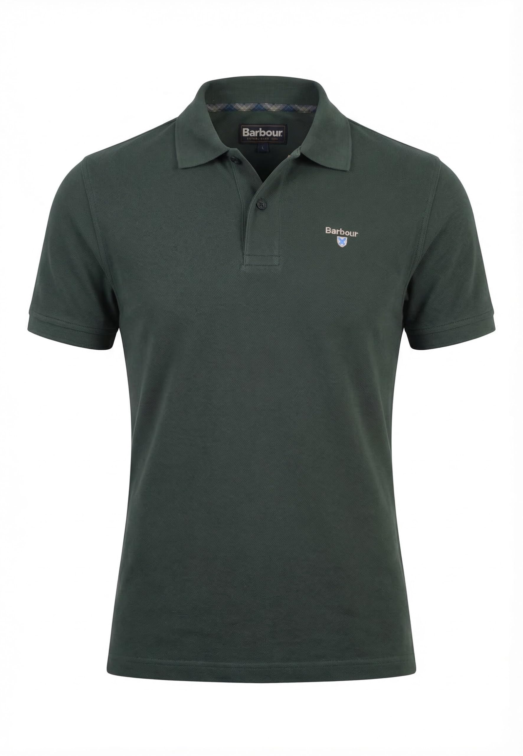 Barbour Men's Green Tartan Pique Polo - Polo Shirts - 2XL - Tops