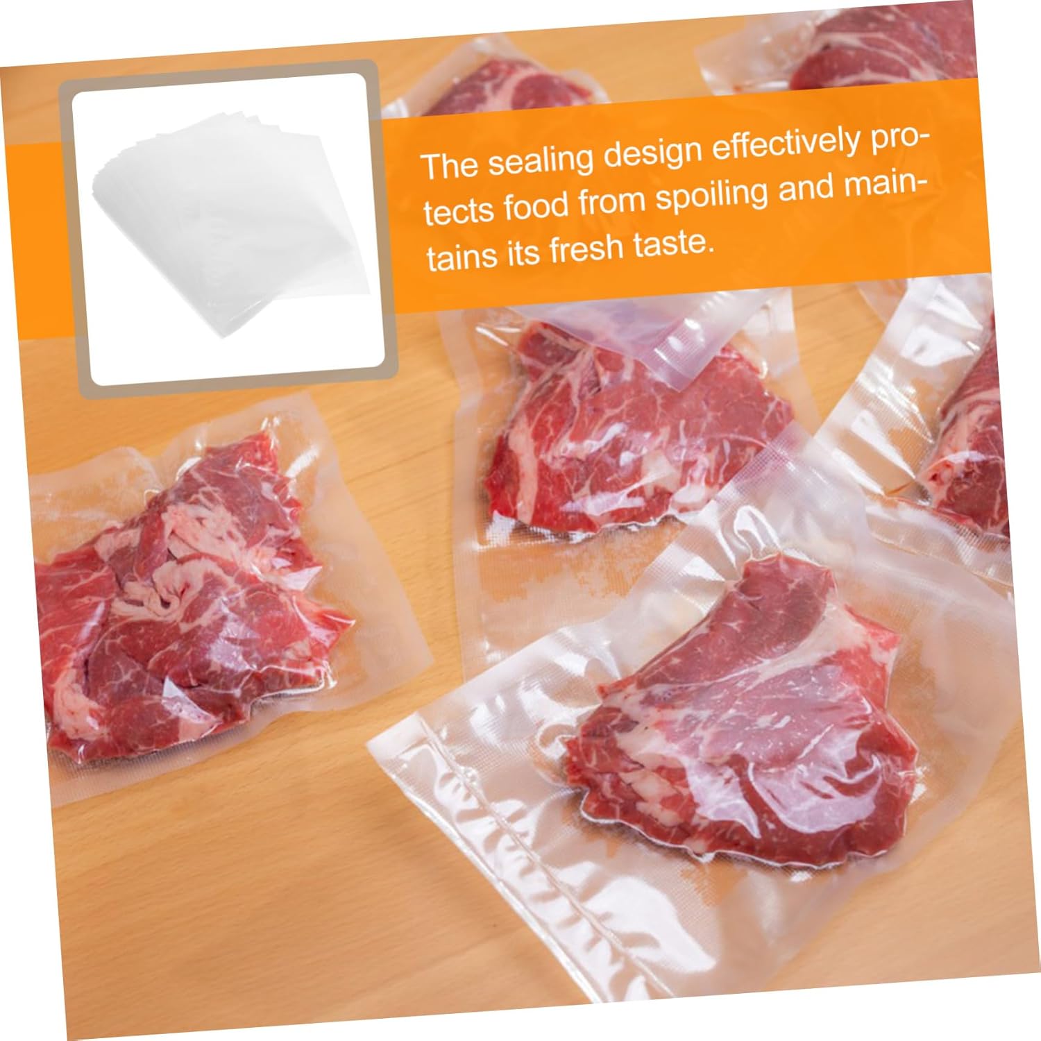 Zerodeko 200pcs Food Vacuum Bags Food Storage and Preservation Bags Easy-tear Design for Meats Vegetables and Snacks