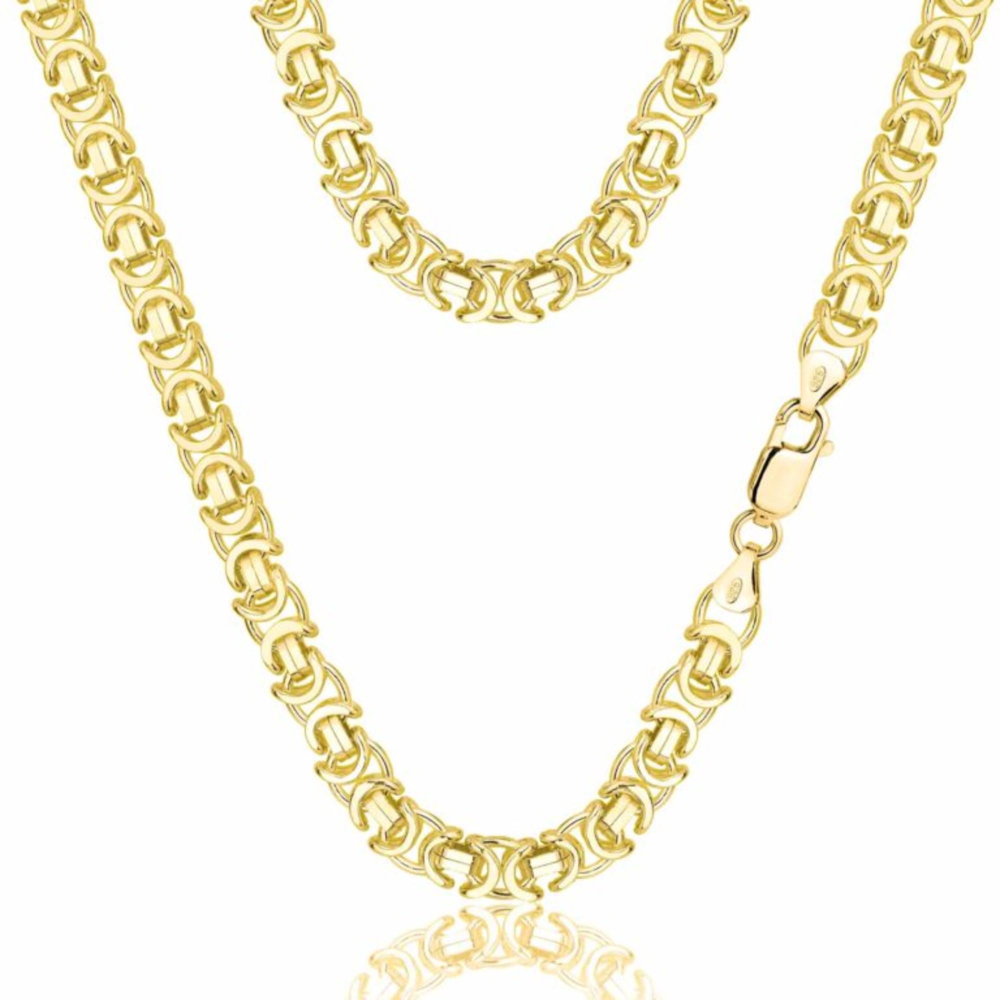 ZELYA vergoldete 925/585 14K, Herren Halskette 5 mm Etrusker Kette, luxuriöse Halskette Königskette, massive Schmuckkette königliche Kette lange 50 cm & Geschenkbox