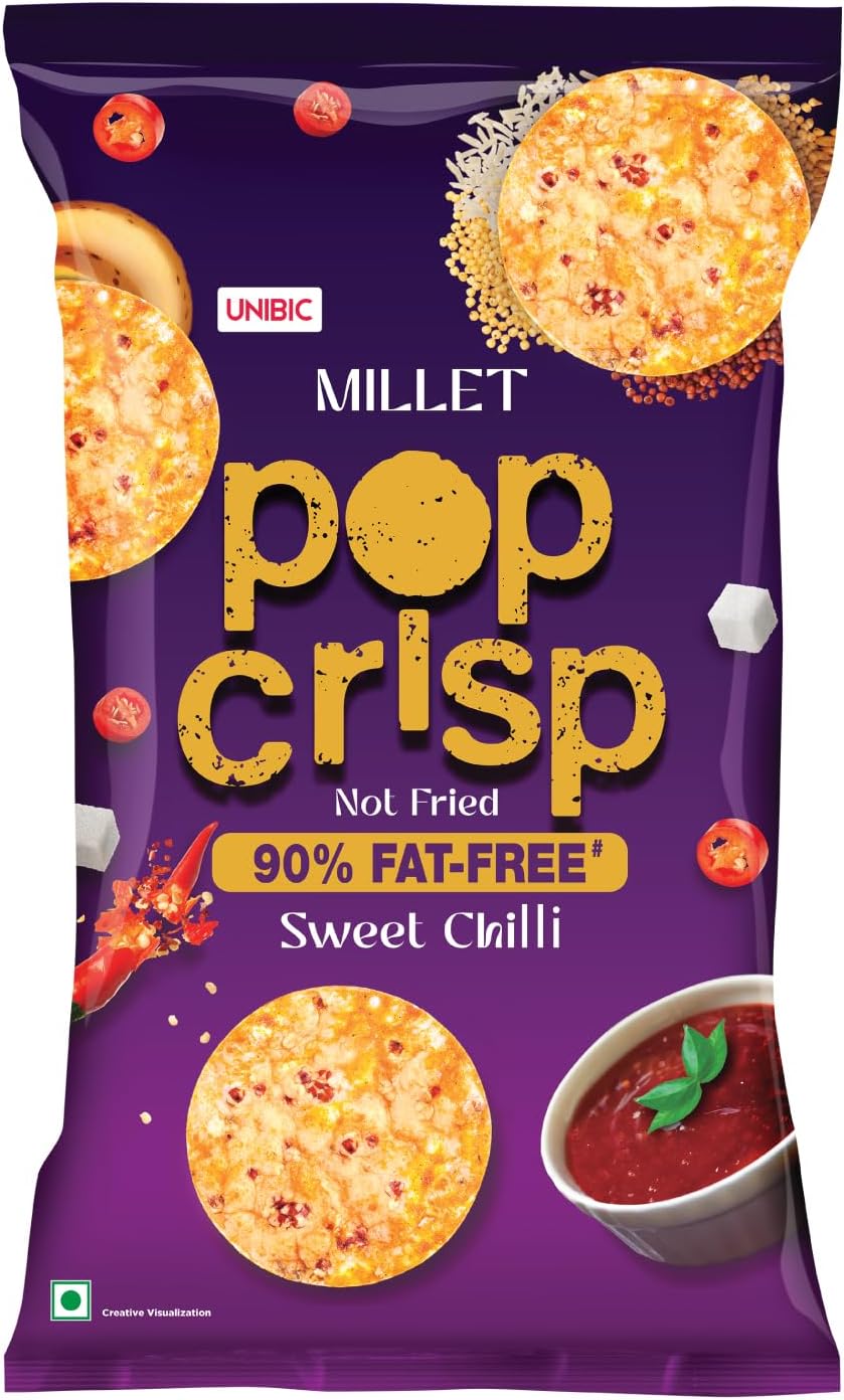 Pop Crisp I Millet Chips I Sweet Chilli I Popped Chips I | Not Baked Not Fried |90% Fat Free | Low Calorie | Healthy Snacks | 40 Grams