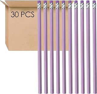 SHIDOW 30-Pack #2 HB Purple Wood Pencils With Erasers for Office Writing | Purple wood pencils for office and school, hb #2 grade