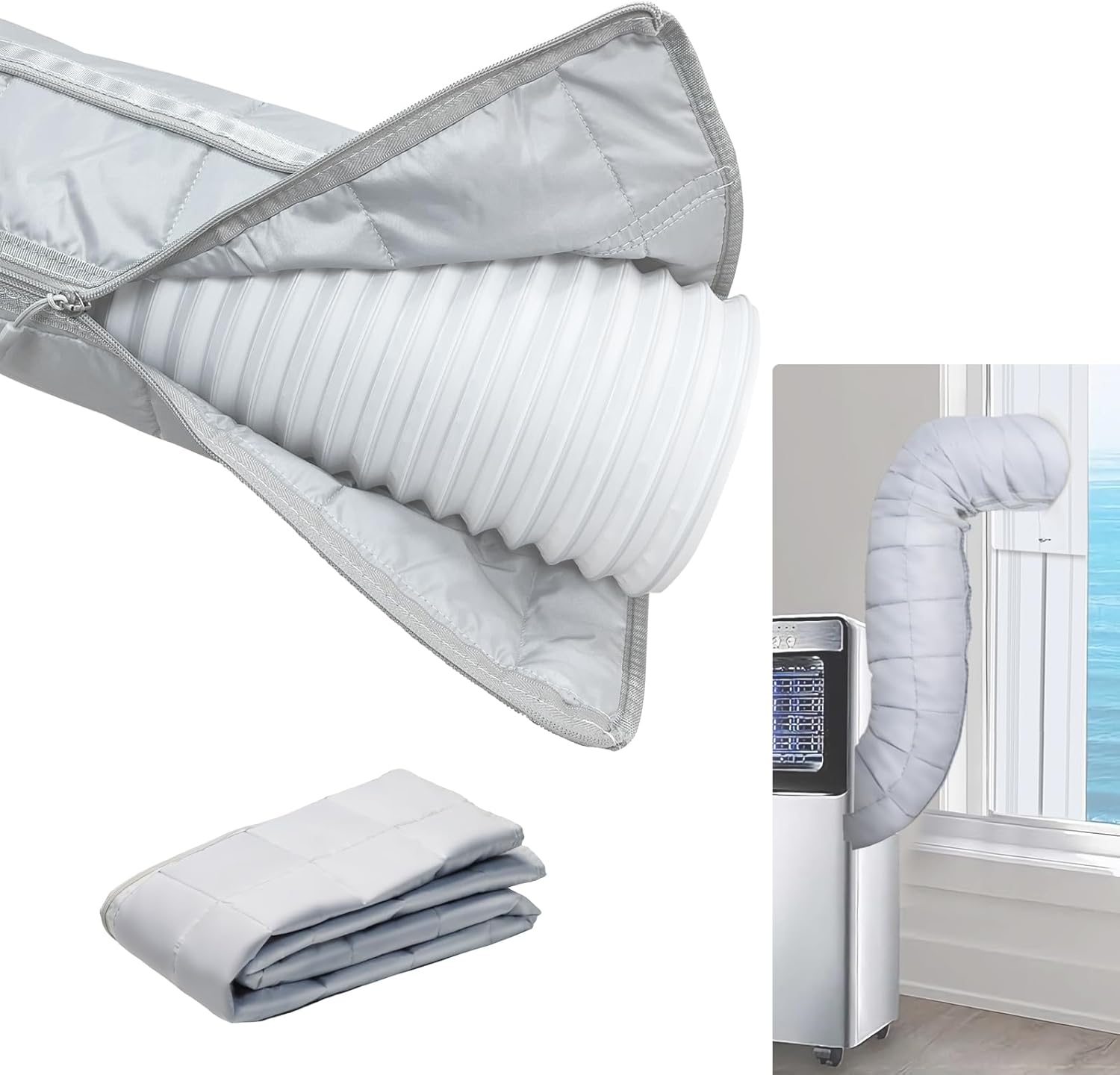 Wafloter Portable Air Conditioner Hose Cover Wrap 59inch Length, Insulated AC Exhaust Pipe Cover Universal Fit for 5" & 5.9" Diameter Vent Tube