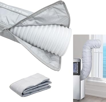 Wafloter Portable AC Hose Insulation Sleeve Universal Fit for 5" & 5.9" Diameter Vent Tube, Air Conditioner Hose Cover AC Tube Insulated Wrap 59inch Length, AC Exhaust Pipe Insulation