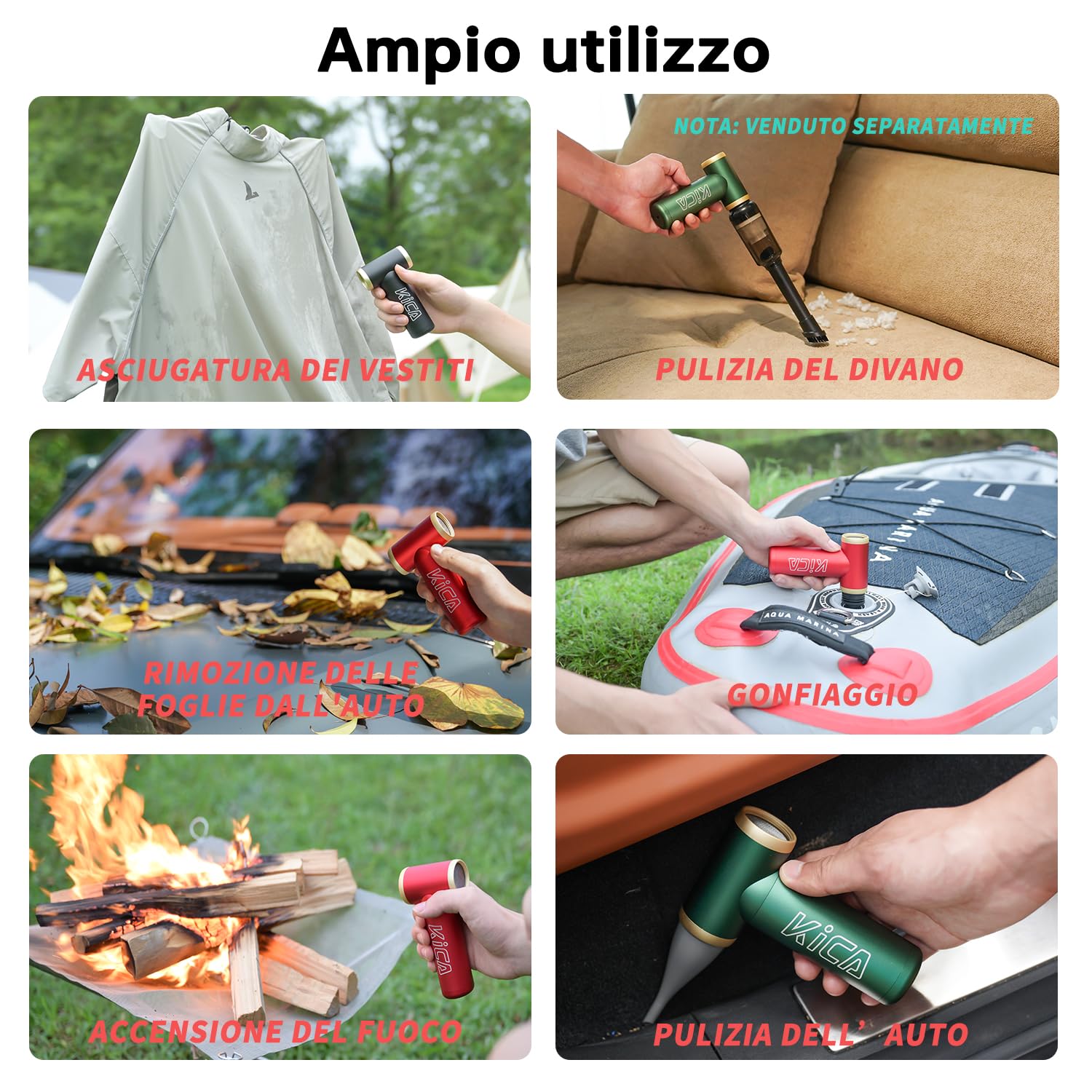 Kica JetFan 2S Aria Compressa Elettrico Air Duster,Spray Aria compressa da 117000RPM con Batteria da 1100mAh,Mini Soffiatore a Velocità Libera, per Tastiera,Pulizia PC,Pulizia della Casa,Verde