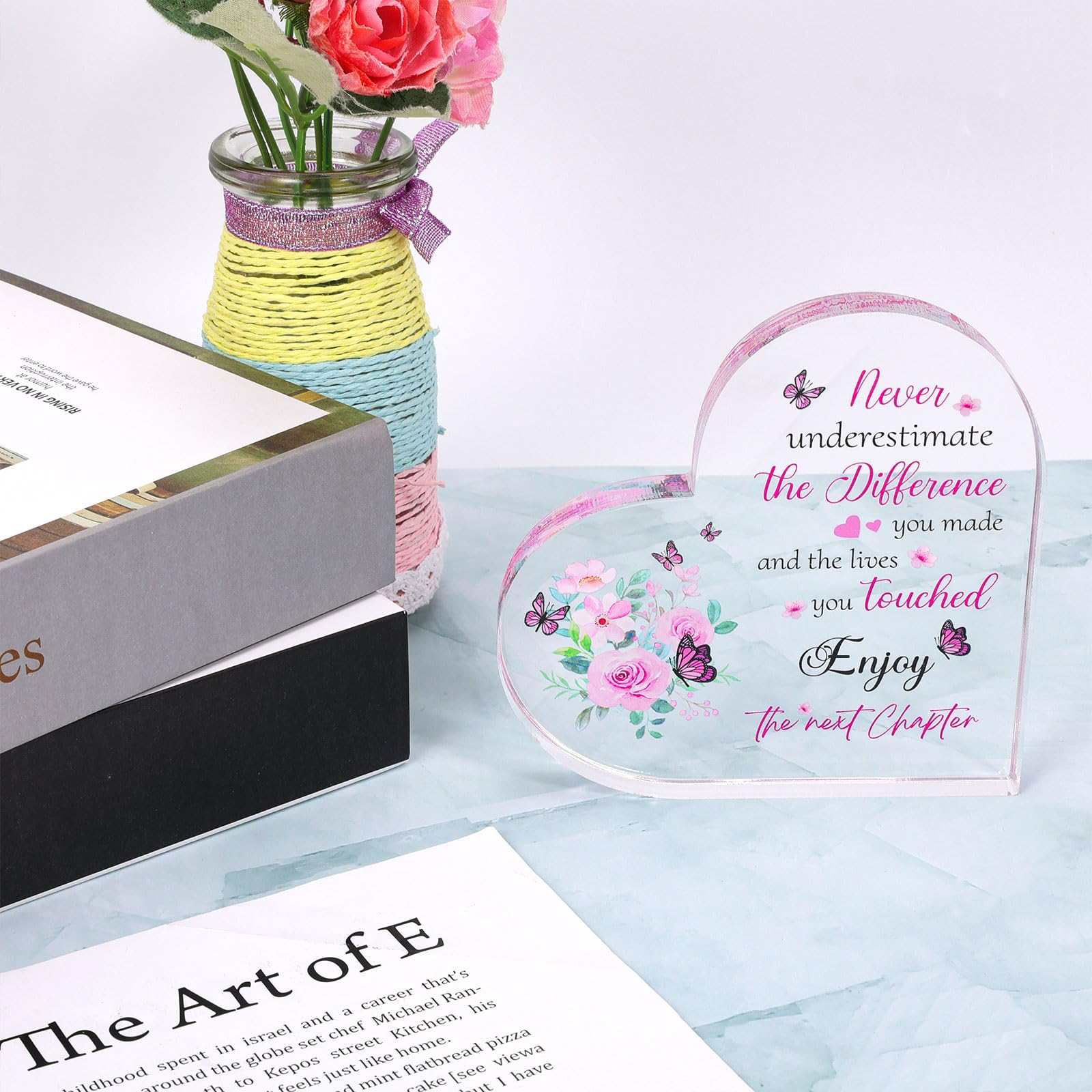 Retirement Gifts for Women Coworker Leaving Gift Never Underestimate the Difference You Made Keepsake Acrylic Plaque Paperweight - Image 4