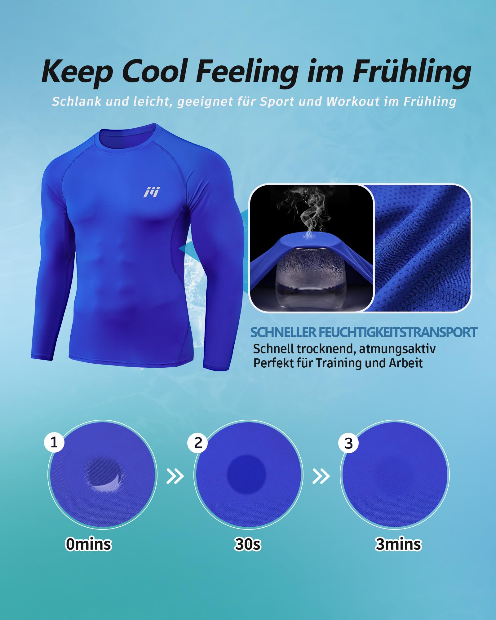MEETYOO Maglia Compressione Maniche Lunghe Uomo Base Layer Traspirante Asciugatura Rapida assorbe umidità Palestra Corsa