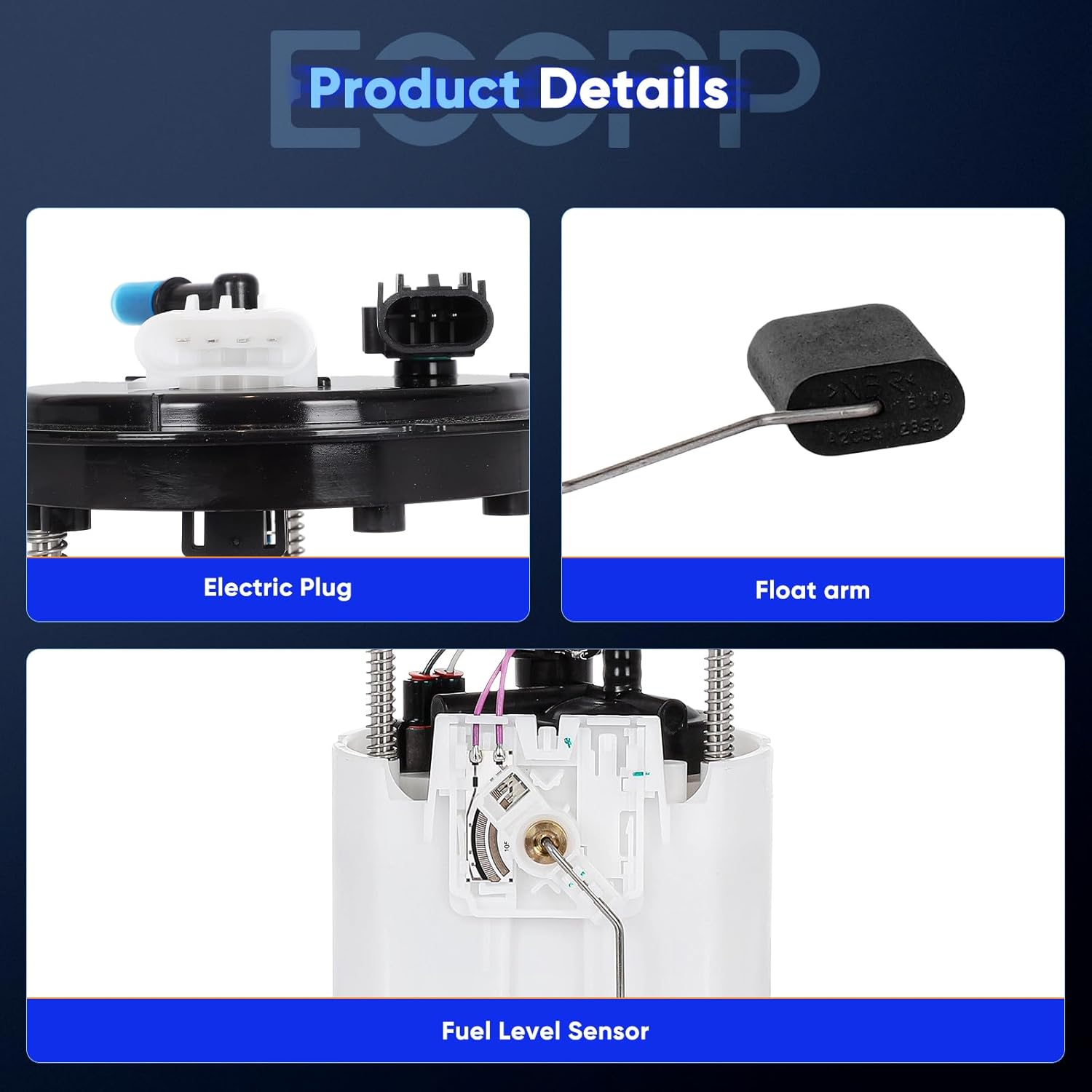 ECCPP Fuel Pump Assembly E3780M Compatible with Buick Lucerne 2009 2010 2011 V6 3.9L Flex VIN: M, Eng Code: LGD, Replaces SP6682M, P77069M, FG1731, 19179798, 19207294, 23120349, w/Pressure Sensor