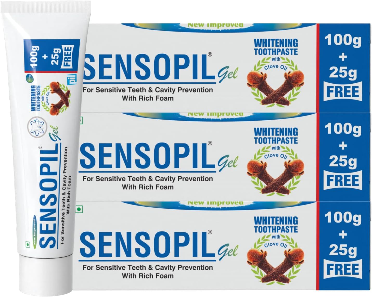 - Sensopil Gel Sensitivity Relief Toothpaste with Rapid Relief Formula With Clove Oil | For Deep Repair Of Sensitive Teeth & Cavity Prevention | Dentist Recommended | Everyday Use Paste, Fights Tooth Decay, Maintain Healthy Gums-(125G Pack of 3)