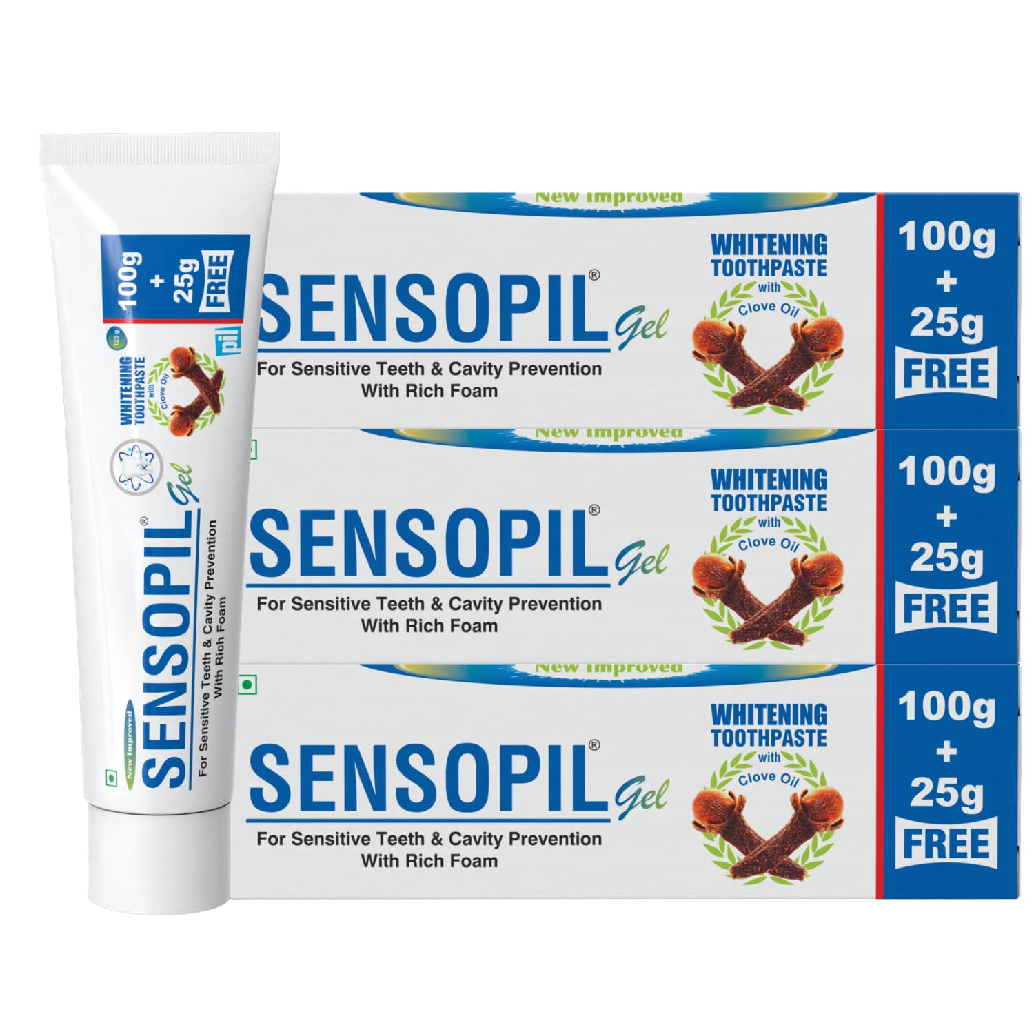 Sensopil Gel Sensitivity Relief Toothpaste with Rapid Relief Formula With Clove Oil | For Deep Repair Of Sensitive Teeth & Cavity Prevention | Dentist Recommended | Everyday Use Paste, Fights Tooth Decay, Maintain Healthy Gums-(125G Pack of 3)