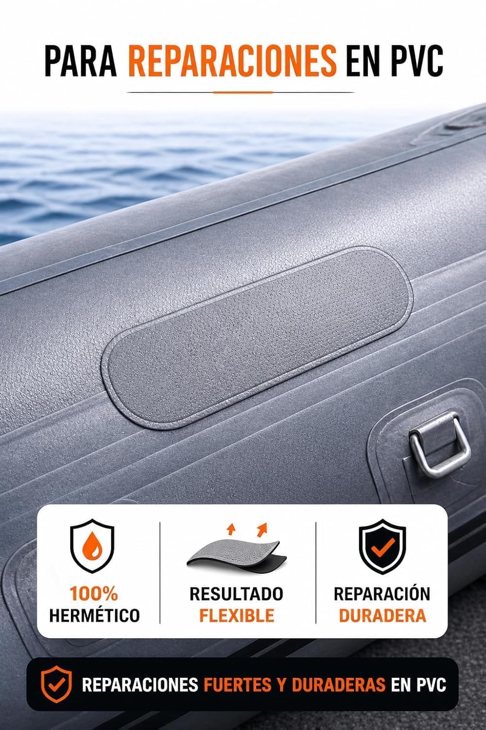 Professionelles PVC-Reparaturset – 2-Komponenten-PVC-Kleber für Zodiac, Paddle Surfen, Kajak und Schlauchboote, inklusive Flicken, Pinsel, Becher, Handschuhe und Reinigungstuch (500 ml)