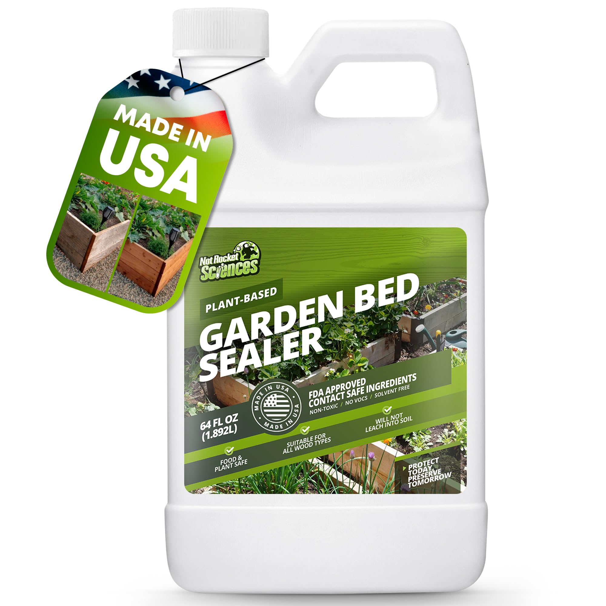 64oz Garden Box Sealer - Covers 37.5 to 187.5 sq ft., Ideal Garden Bed Sealer - Wood Waterproofing, Food Safe Sealant - Wood Sealant That Protects