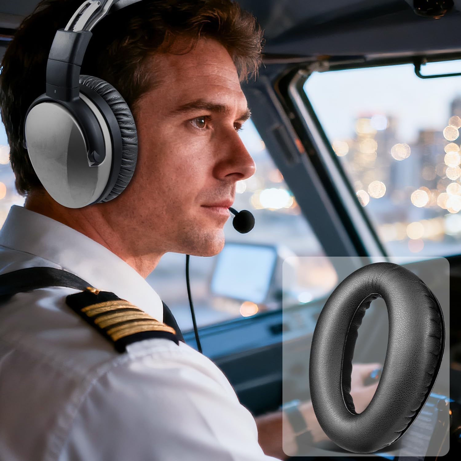 SOULWIT Professional Replacement Earpads Cushions for Lightspeed Zulu, Zulu2, Zulu3, Zulu PFX, Sierra, Delta Zulu Aviation Headsets, Ear Pads with Softer Protein Leather, Noise Isolation Foam - Black