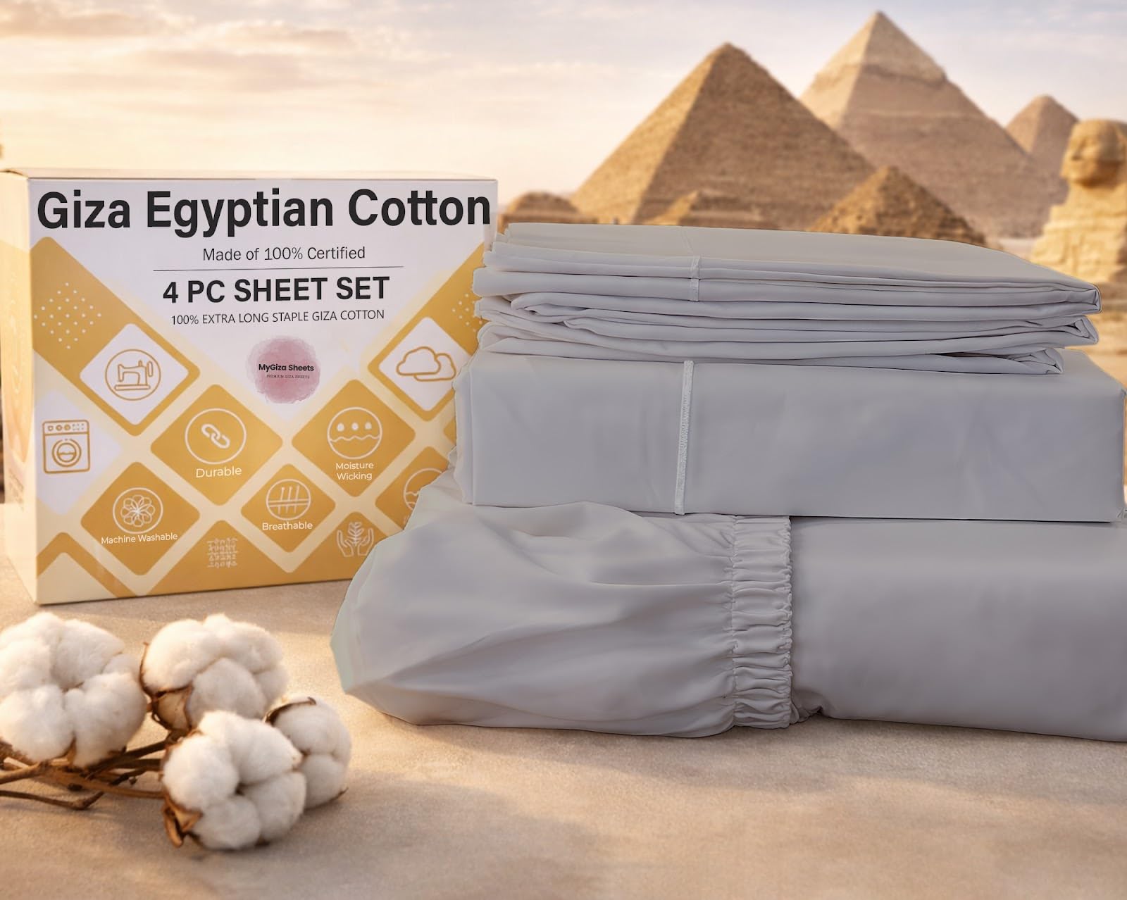MyGiza Sheets Light Grey Queen Set