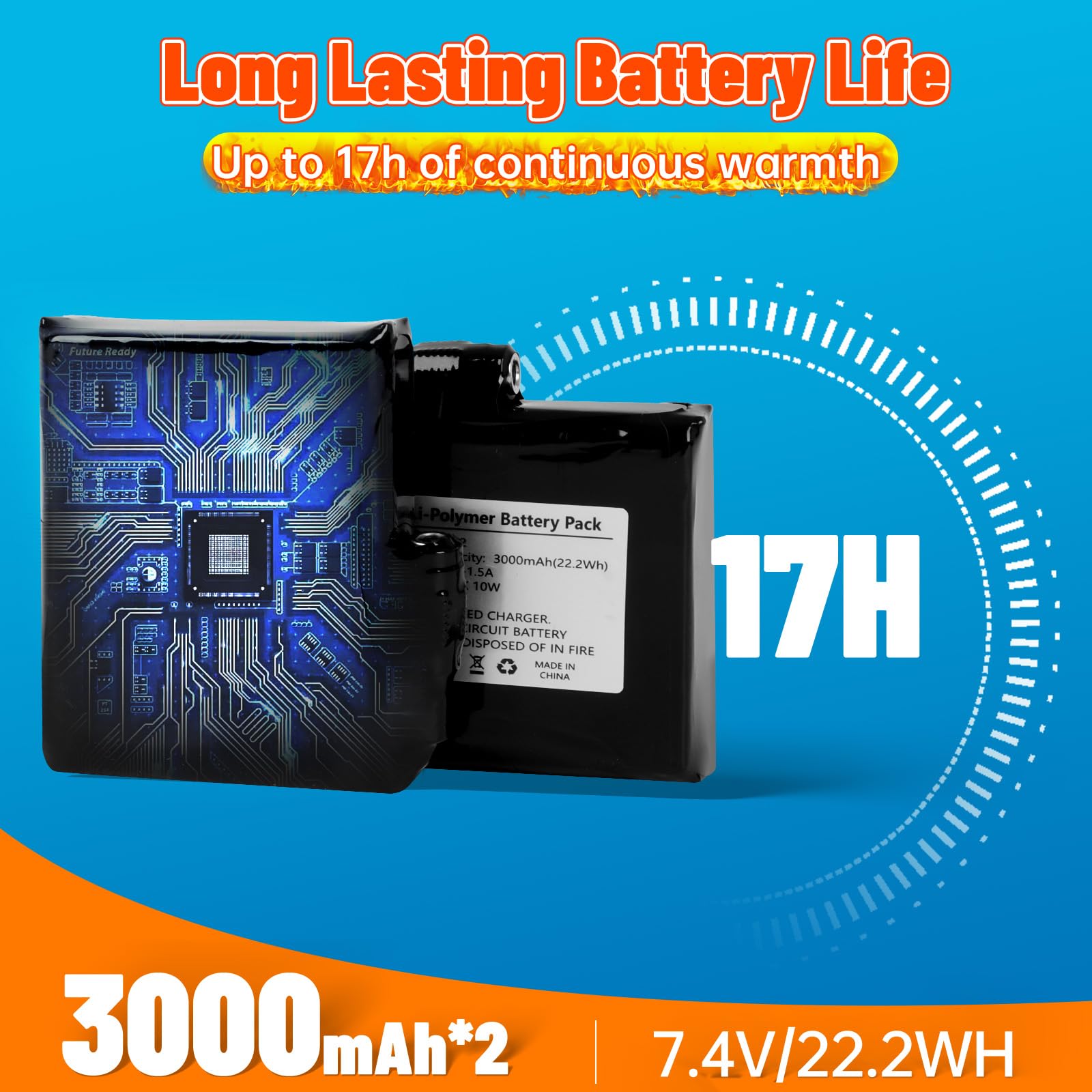 Aotomee Heated Socks for Men Women with APP Remote Control, 7.4V 22.2WH,6000mAh Up to17H Rechargeable (Orange, M)