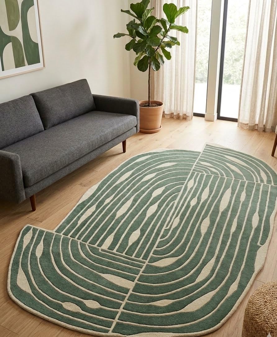 Irregular Shaped Designer Wool Rug Wool Rug