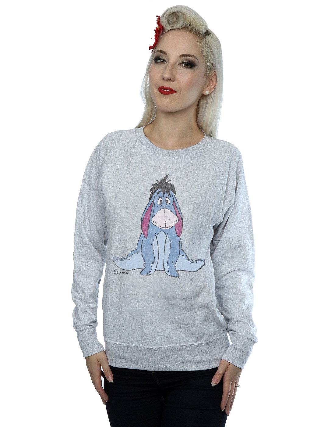Disney Winnie The Pooh Eeyore Sweatshirt - Grey - 80% Cotton, 20% Polyester - Officially Licensed - Size M