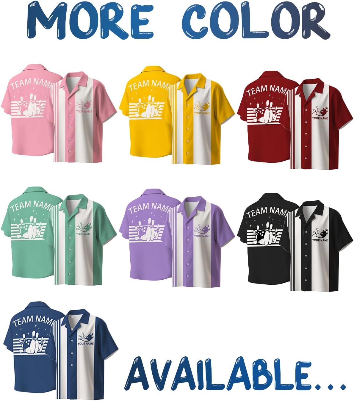 Custom Retro Button-Up Bowling Shirts for Men Women Personalized Team Name & Contrast Design Vintage Style for Bowling Teams - Image 2