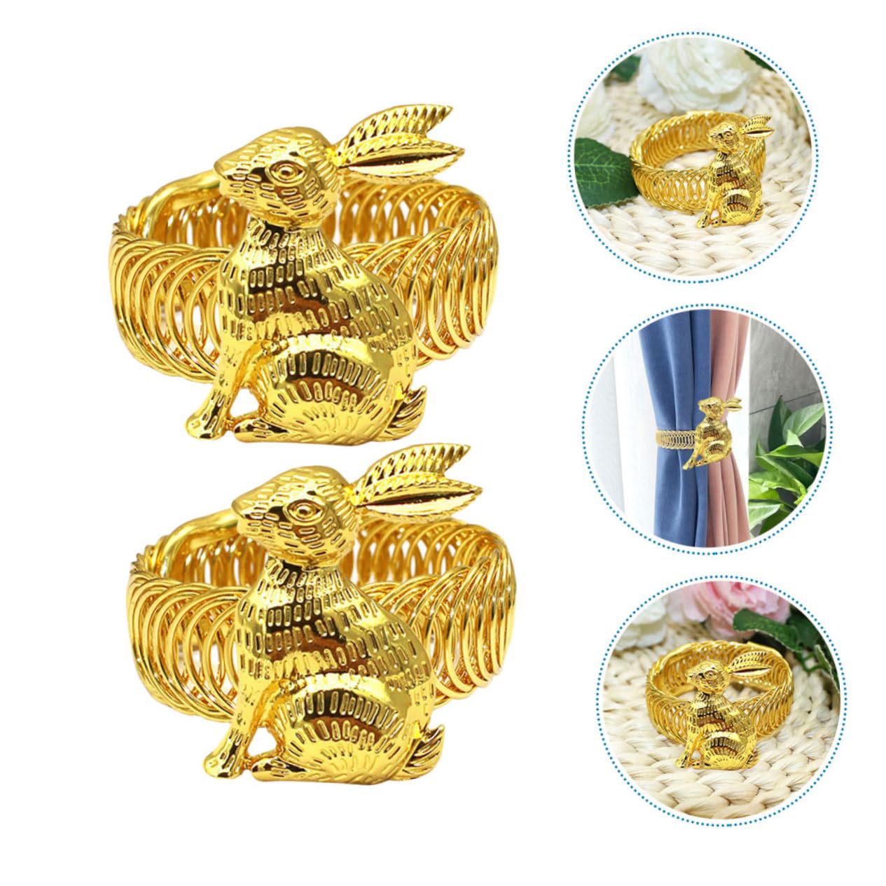 Alipis 4 Ensembles Boucle De Rideau Patères D'extérieur Para Bois De Cerf Guirlande De Verdure Patères Rustiques Ronds De Serviette De Printemps Belvédère Chaud Métal Golden 2 Pièces * 4