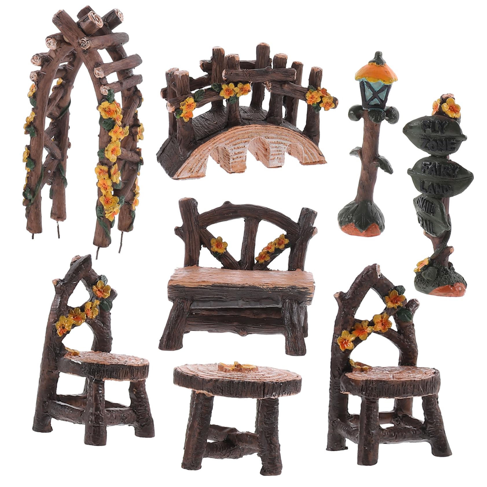 Table et chaise pour décor de jardin de fées en résine anti-moisissure pour pot