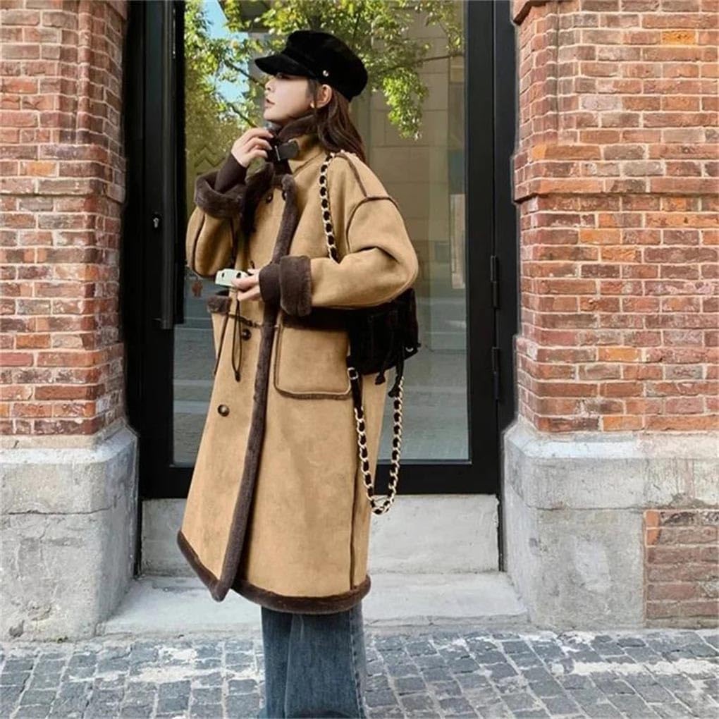 Women's Fleece Coat Winter Medium-Long Thickened Fleece Outerwear