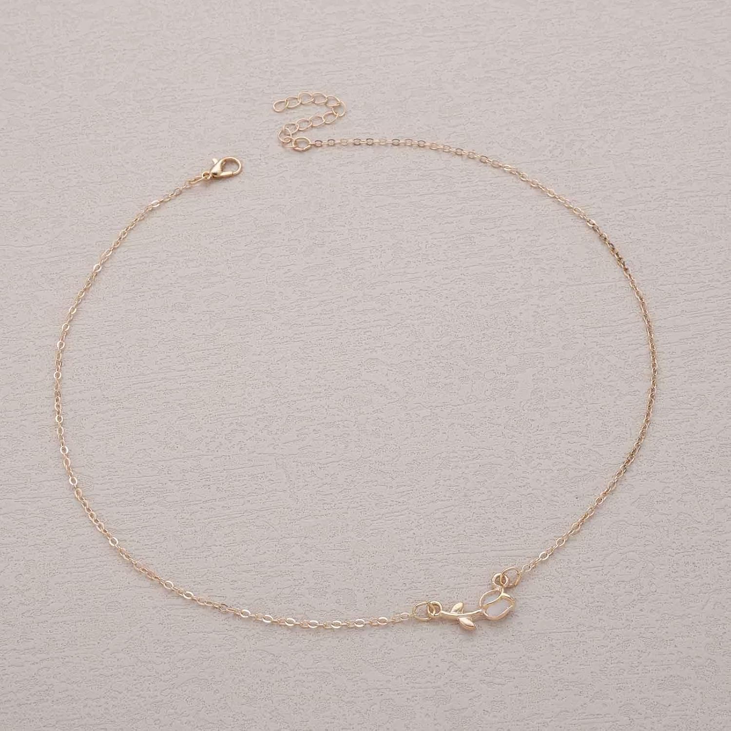 Boho Pearl Tulip Pendant Necklace Pink Tulip Choker Necklace Imitation Pearl Flower Necklaces Vintage Tulips Flower Chain Necklaces Jewelry for Women - Image 7