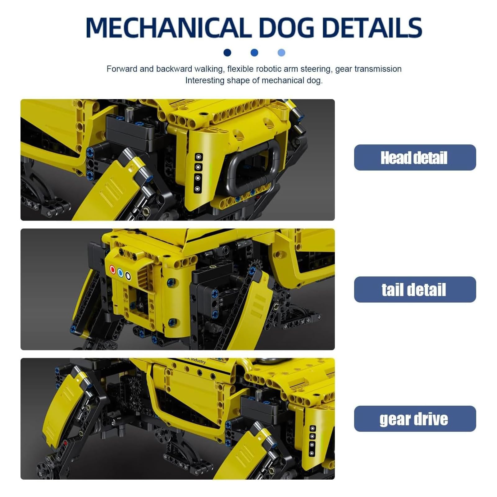 Mould King 15066 Technologie Jaune Quatre Pieds Machine Chien Bloc de Construction kit, Module d'alimentation RC mécanique Intelligent Robot Programmable éducatif Stem Toys 936 pièces