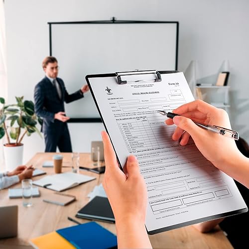 Miniatura 4 de HERKKA - Portapapeles de plástico para oficina, paquete de 25 portapapapeles de plástico de color negro, clip de perfil bajo, tamaño de letra A4,